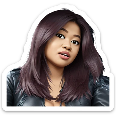 girl in leather jacket sticker