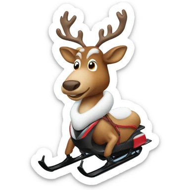 Reindeer on a snowmobile  sticker