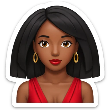 Kelly Rowland with black hair, red outfit sticker