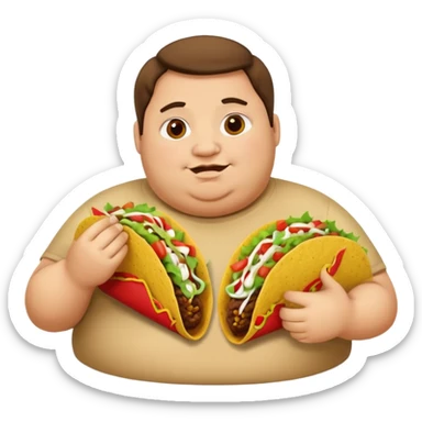 fat person eating tacos sticker