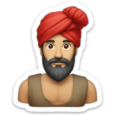 Homme avec un turbans sur la tête avec une grande craie rouge dans les main sticker