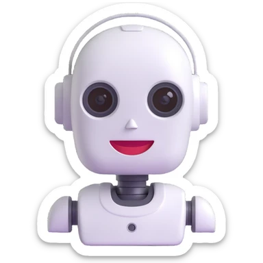 Cute robot assistant head, smile sticker