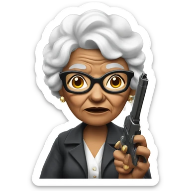 A gangster grandma holding a gun sticker