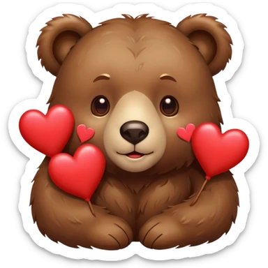 Bear with hearts around it sticker