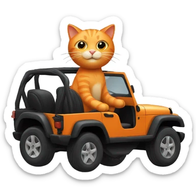 Orange cat driving a black jeep sticker