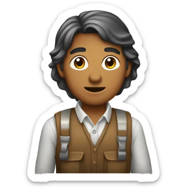 Persona con rasgos de la sierra peruana con una pala trabajando sticker