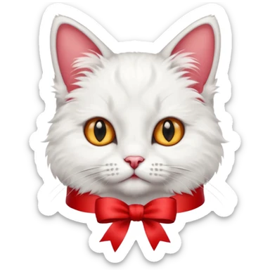 cat with red ribbon on ear sticker