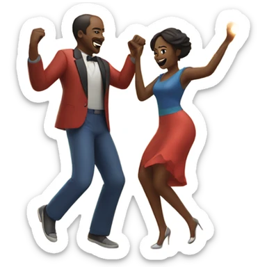 A man and a woman dansing with a fireworks by night sticker