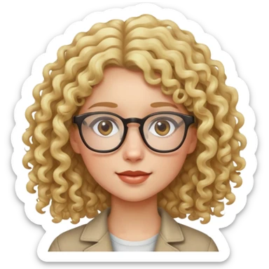 Curly haired aesthetic blond girl with glasses  sticker
