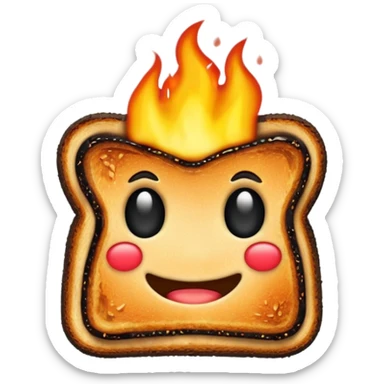 flaming burnt toast sticker