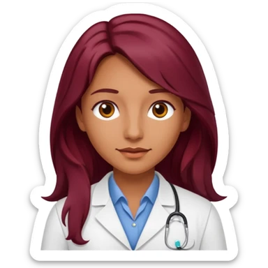 pharmacist with tanned skin and long burgundy hair sticker