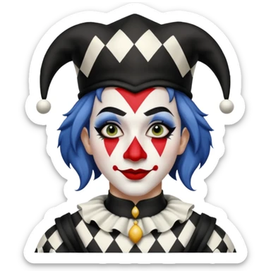 make a black and white jester with white makeup sticker