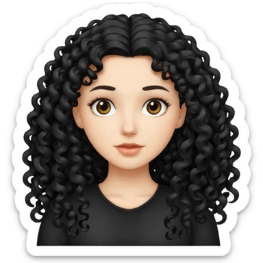 Really white girl with very long black 3a curly hair  sticker