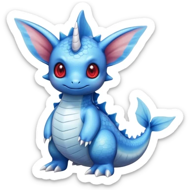 Edgy cool cute adorable Lapras-Vaporeon-creature-hybrid full body, four legs, red eyes,  sticker