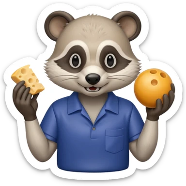 A realistic mad badger bowling while eating cheese sticks sticker