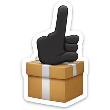 Middle finger raising from a present sticker