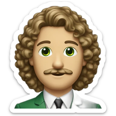 man-young-long-curly-hair-italian-green-eyes-mustache-bank-suit sticker
