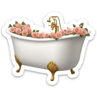 White with gold bathtub filled with roses sticker