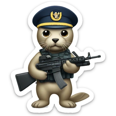 a seal dressed like a navy seal sticker