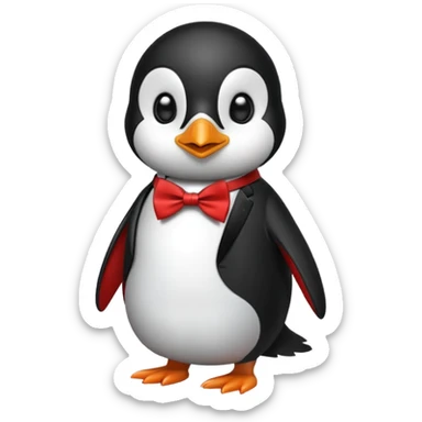 penguin with bow red tie  sticker