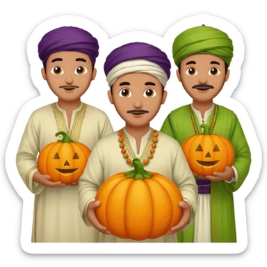 Moroccan men with pumpkin and grapes sticker