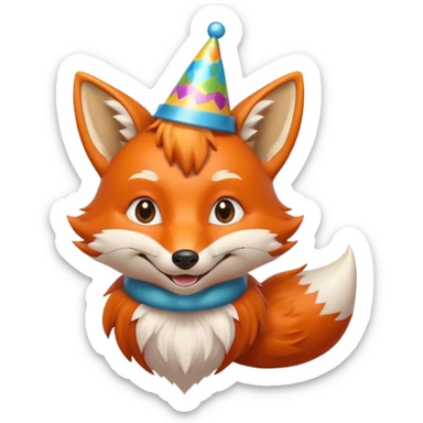 charming fox with party hat, bust up sticker