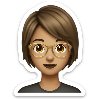 Girl with gold glasses and short brown hair sticker