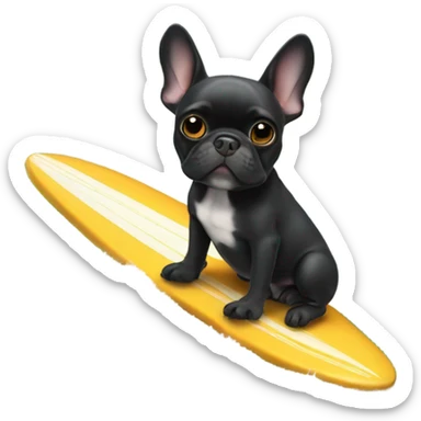 Black French bulldog on surfboard sticker