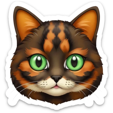 dark tortoiseshell cat pastel green eyes sticker