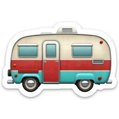 Red and turquoise vintage camper sticker