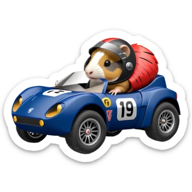 Side view of Midnight blue Local Motors Rally Fighter rc car driven by a Guinea pig  sticker