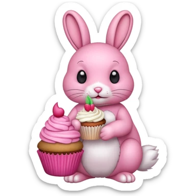 pink Rabbit with cupcake sticker