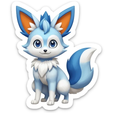 Glaceon-Fennekin-Meowstic-Fakémon-hybrid-creature (full body)  sticker