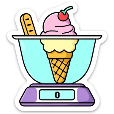 A Food Scale with a bowl of ice cream that reads 0.5 oz sticker