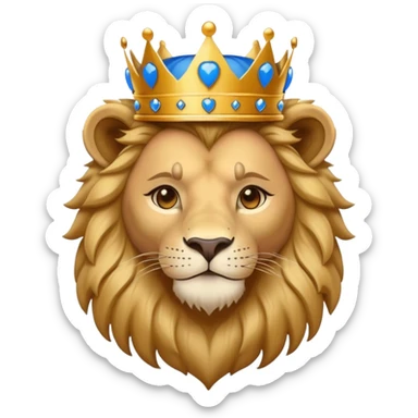 brave lion wearing a golden crown with blue hearts in New York City sticker