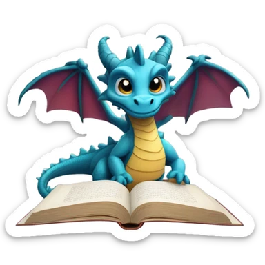 dragon with a book sticker