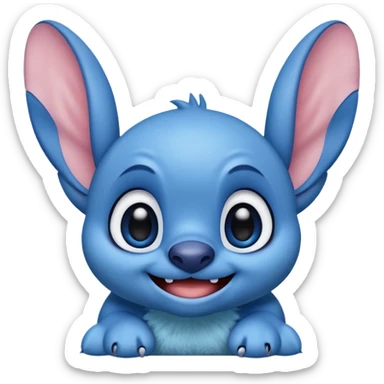 Emoji of cute stitch smiling with ears up sticker