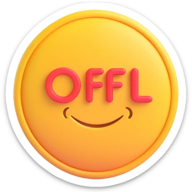 colorful 3D circular emoji with the word 'offol' in the center in a modern font sticker