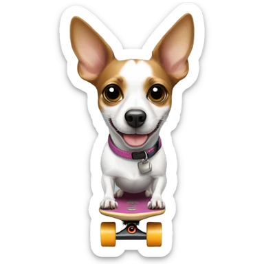 Rat terrier on a skateboard  sticker