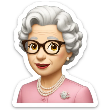 Elisabeth II Kiss jose (hair Brown y glasses) sticker