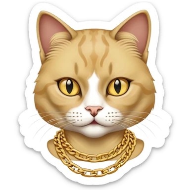 female cat named Cleo, cool and aloof, Run DMC hip-hop vibes, wearing gold chains sticker
