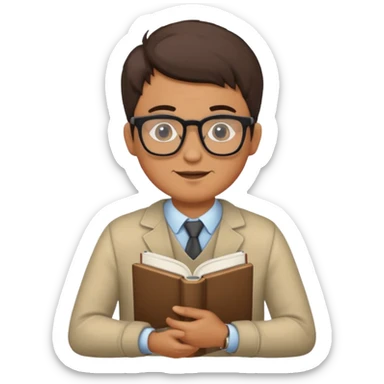 Nerd man wearing glasses with the book and computer sticker