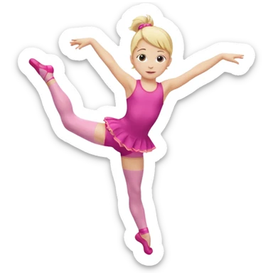 dancer-gymnast child with blonde hair in pink tights leaping sticker