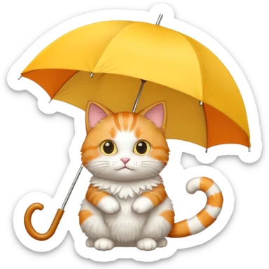 The cat is holding a yellow umbrella. sticker