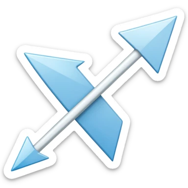 Extremely simplistic white arrow with light blue outline pointing sticker