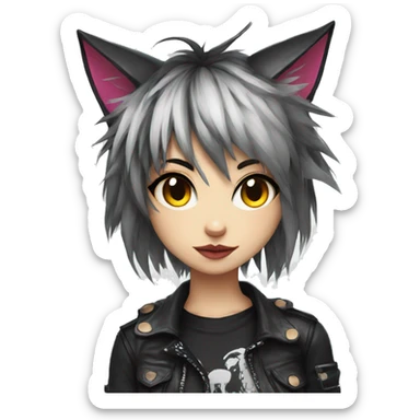 Edgy Cartoon Anime Punk Catgirl sticker