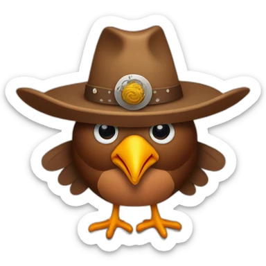 turkey wearing a cowboy hat sticker