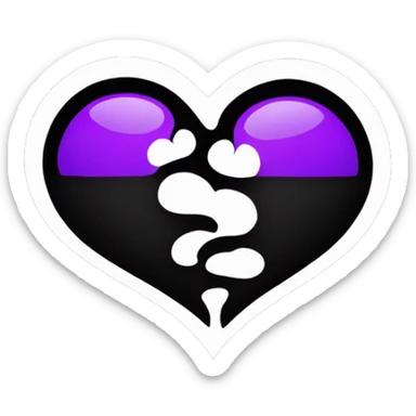 Half black and half purple split heart sticker