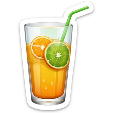 juice, colors yellow,orange, green sticker