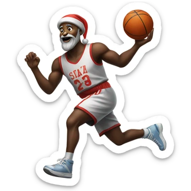 Black Santa playing basketball sticker